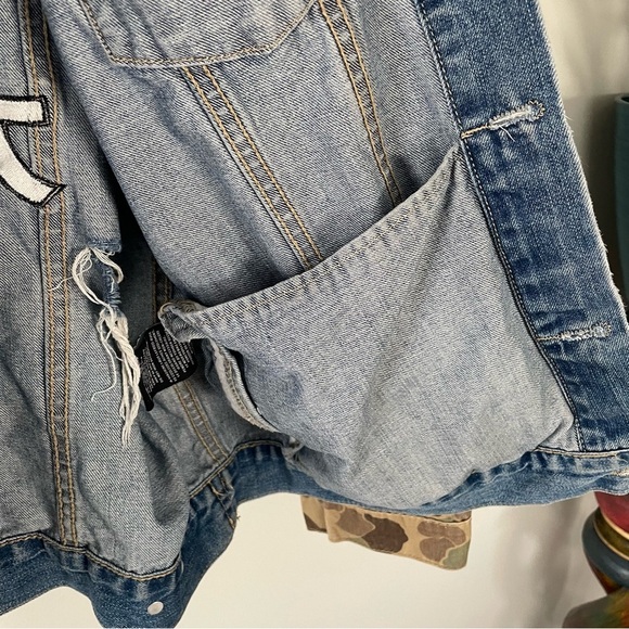 Bape Bathing Ape x Hudson Outerwear Graphic Denim Jean Jacket Distressed Mens 2X - Picture 11 of 13